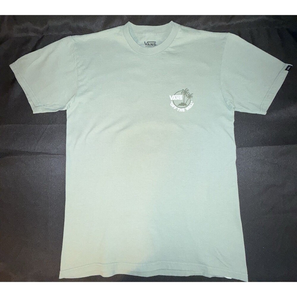 Vans Off the Wall Palm Mens Graphic T-shirt Medium Green Tree Graphic Cotton